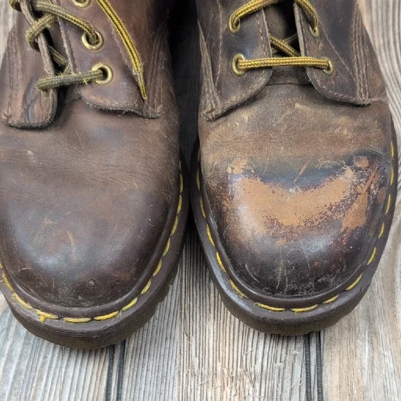 ​Dr. Martens 1460 Brown Leather Boots Distressed Size 8uk Made In England